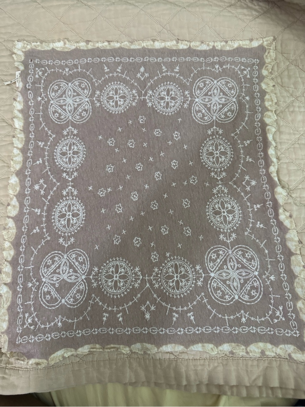 Free people Embroidered Linen Knit Bandana - 18” x 16”
